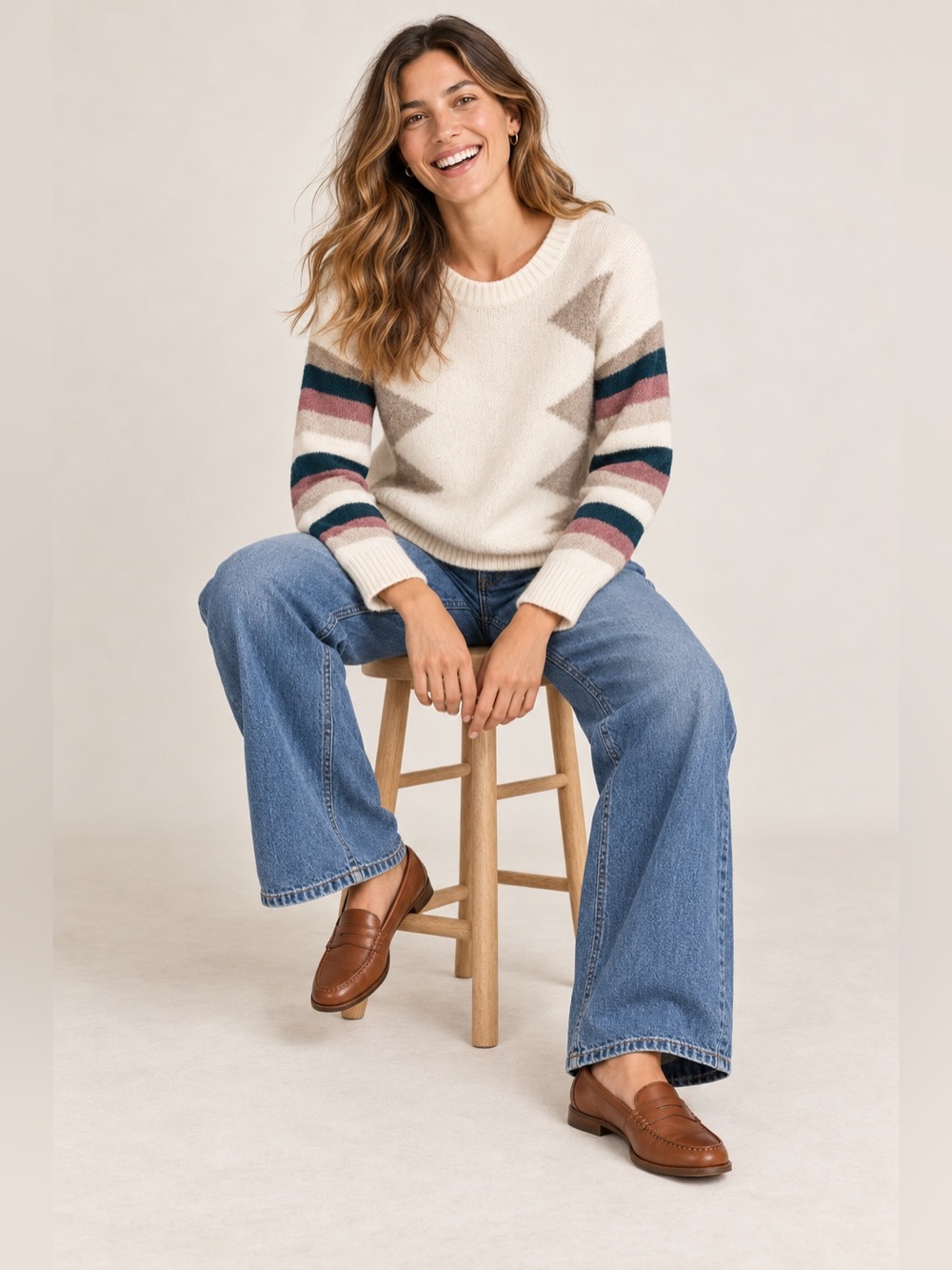 Madewell Cozy Cream Geometric Stripe Sweater